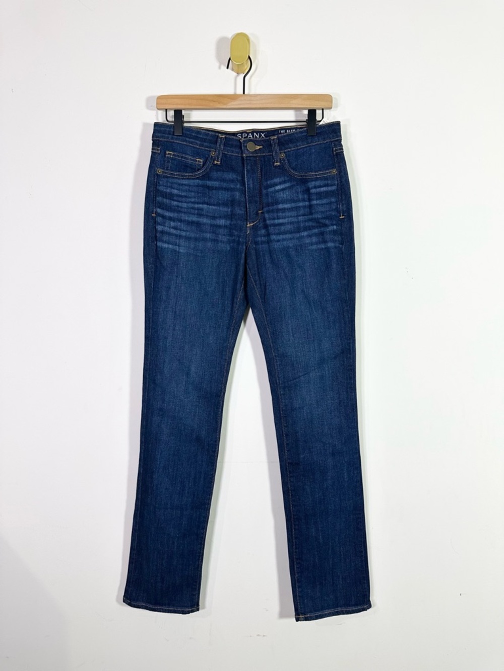 Spanx The Slim-X Straight Leg Blue Mid Rise Jeans